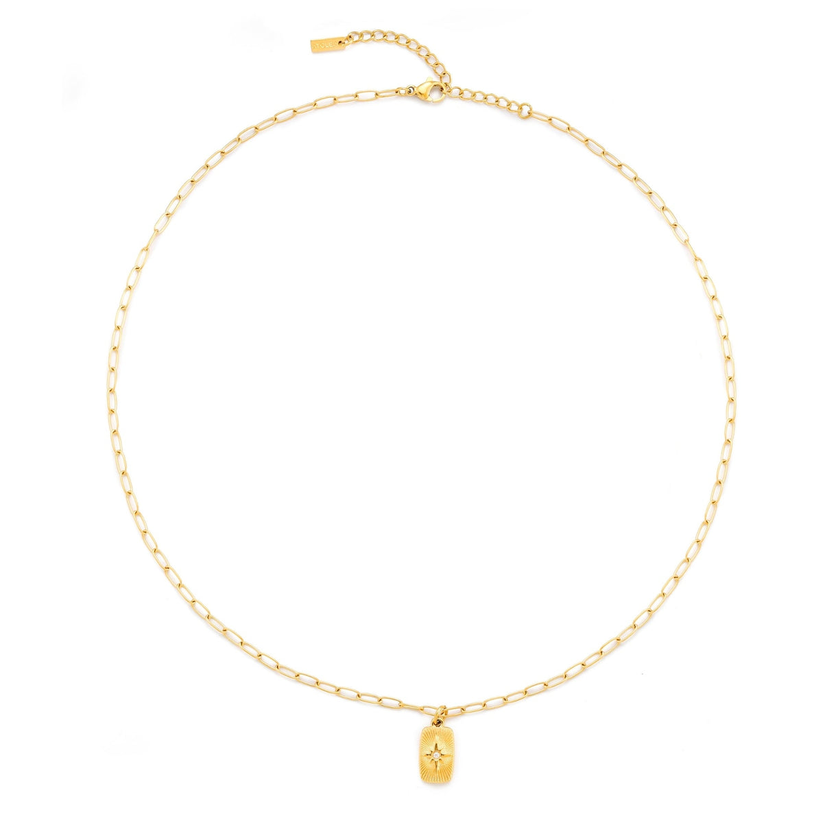 Zircon North Star Pendant Necklace, Steel