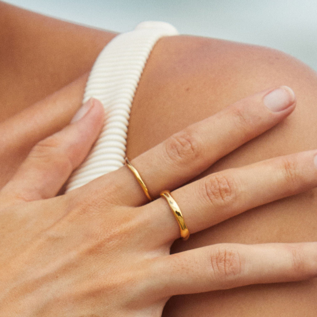 Two Sculpted Stacking Rings Set — Gemini