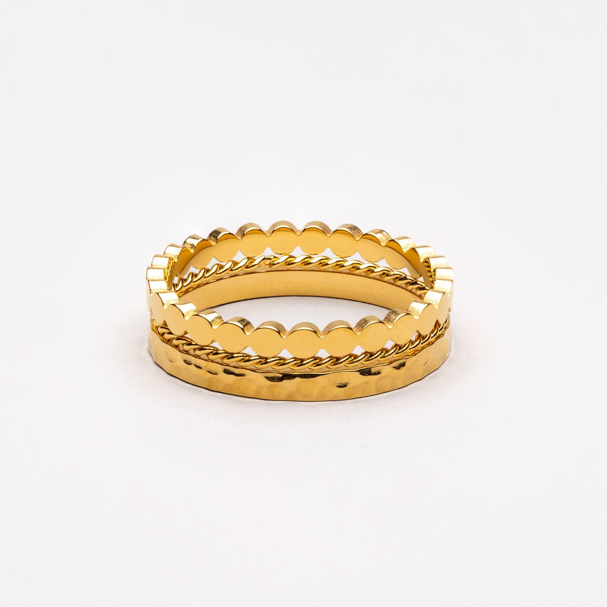 Three Textured Stacking Rings Set — Daily
