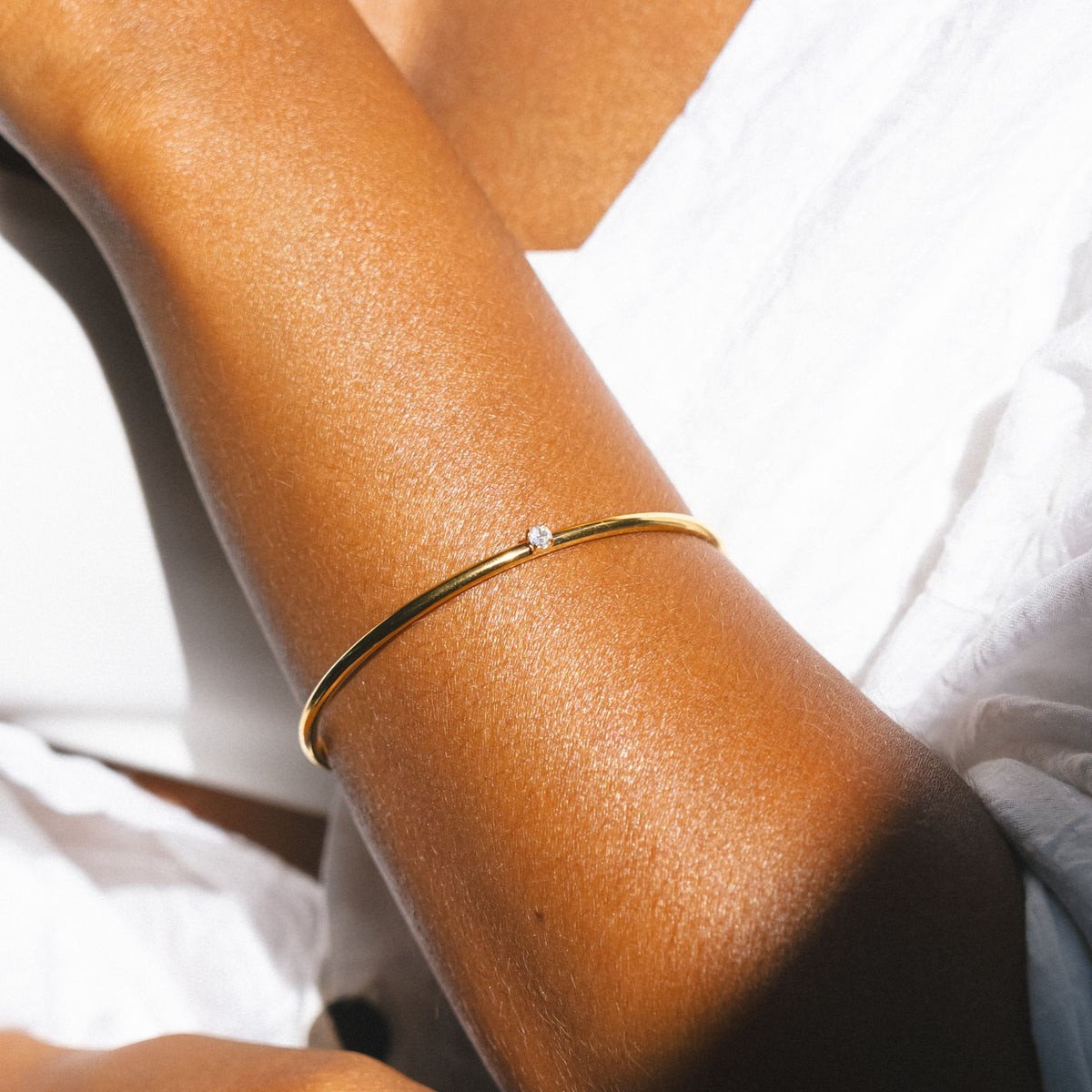 White Zircon Open Cuff Bracelet — Solar