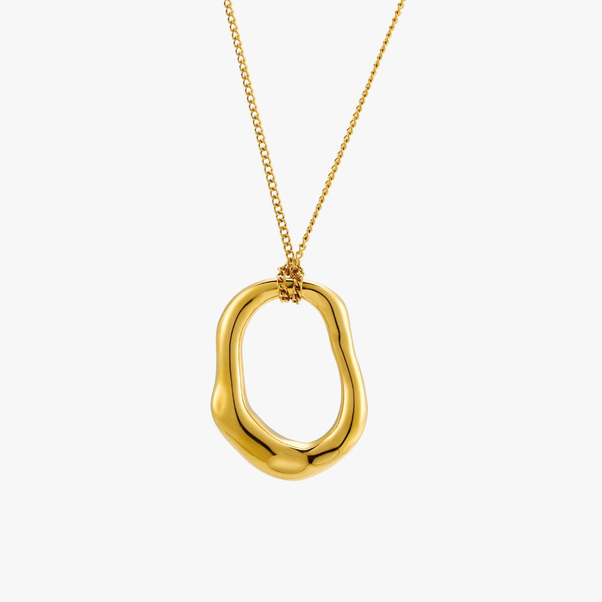 Organic Oval Pendant Necklace, Gold PVD Steel — Solstice