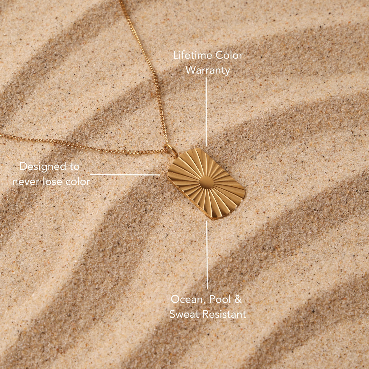 Sunburst Tag Pendant Necklace — Seaside