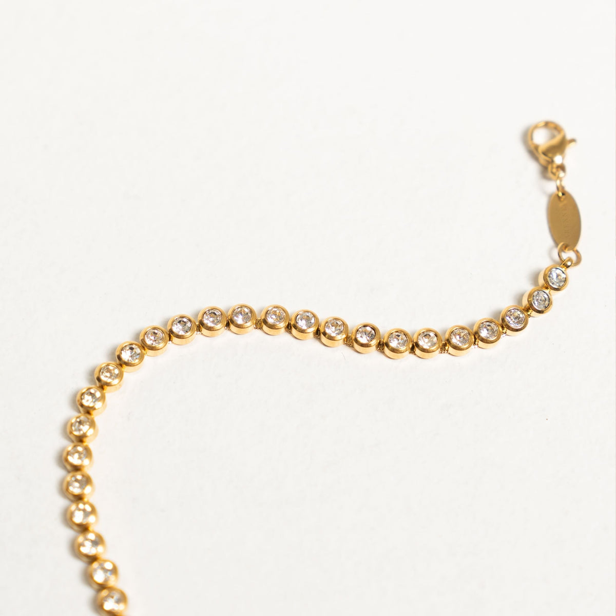 Round Zircon Tennis Bracelet, 17 cm, Steel