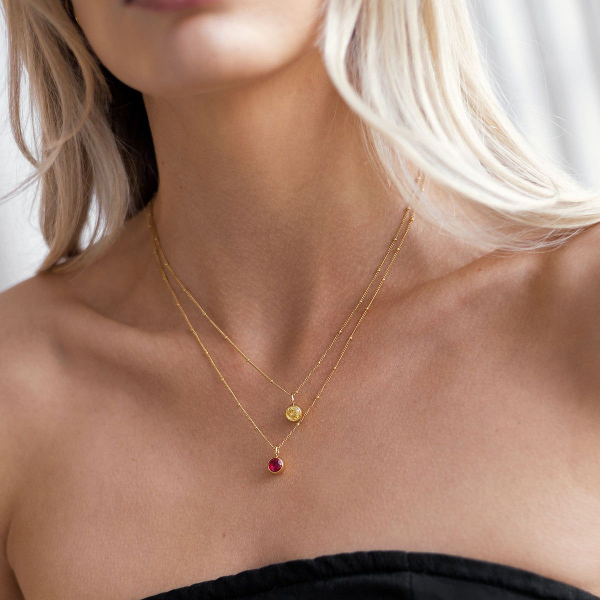 Round CZ Birthstone Necklace, 9 mm