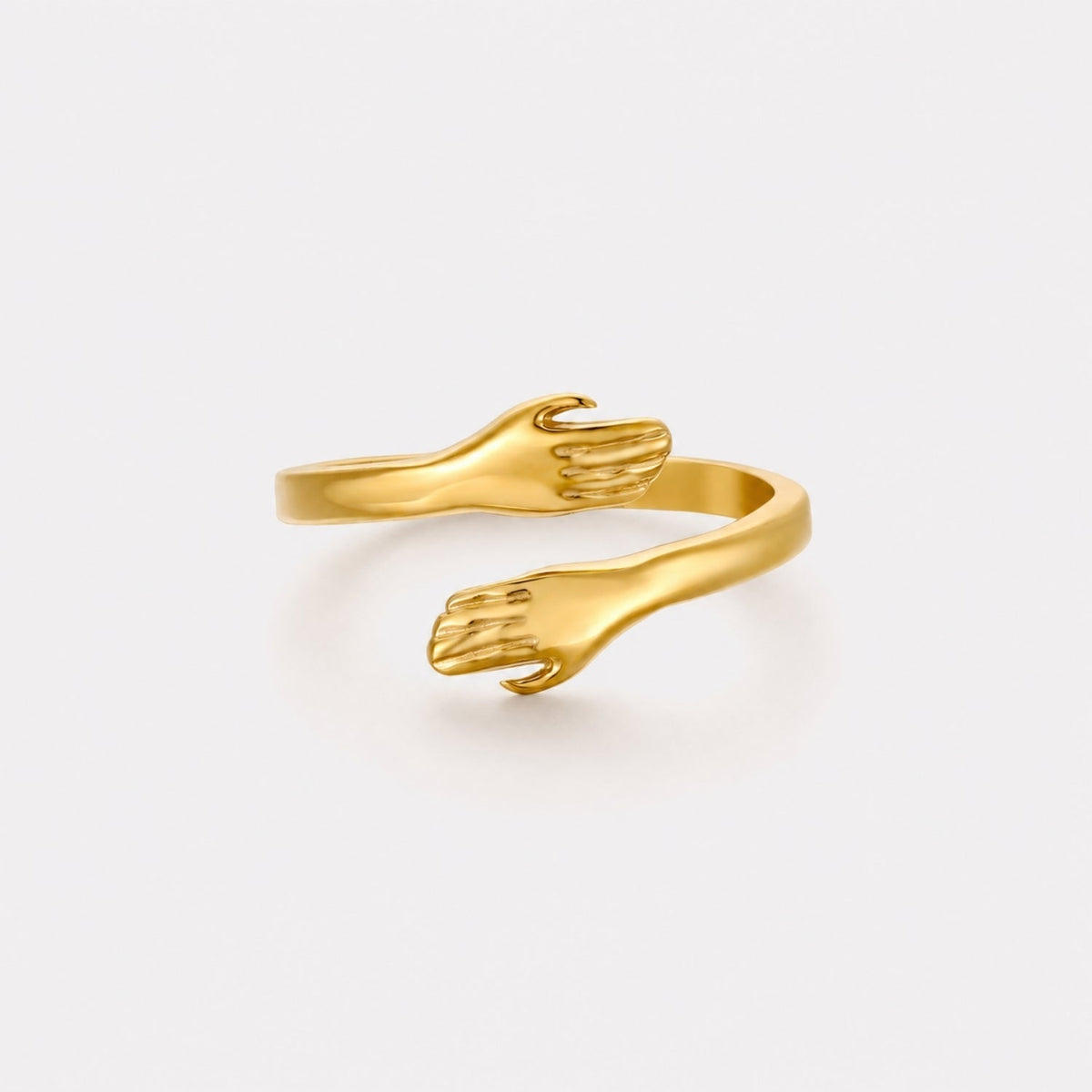 Adjustable Hug Hands Ring, Steel — Embrace