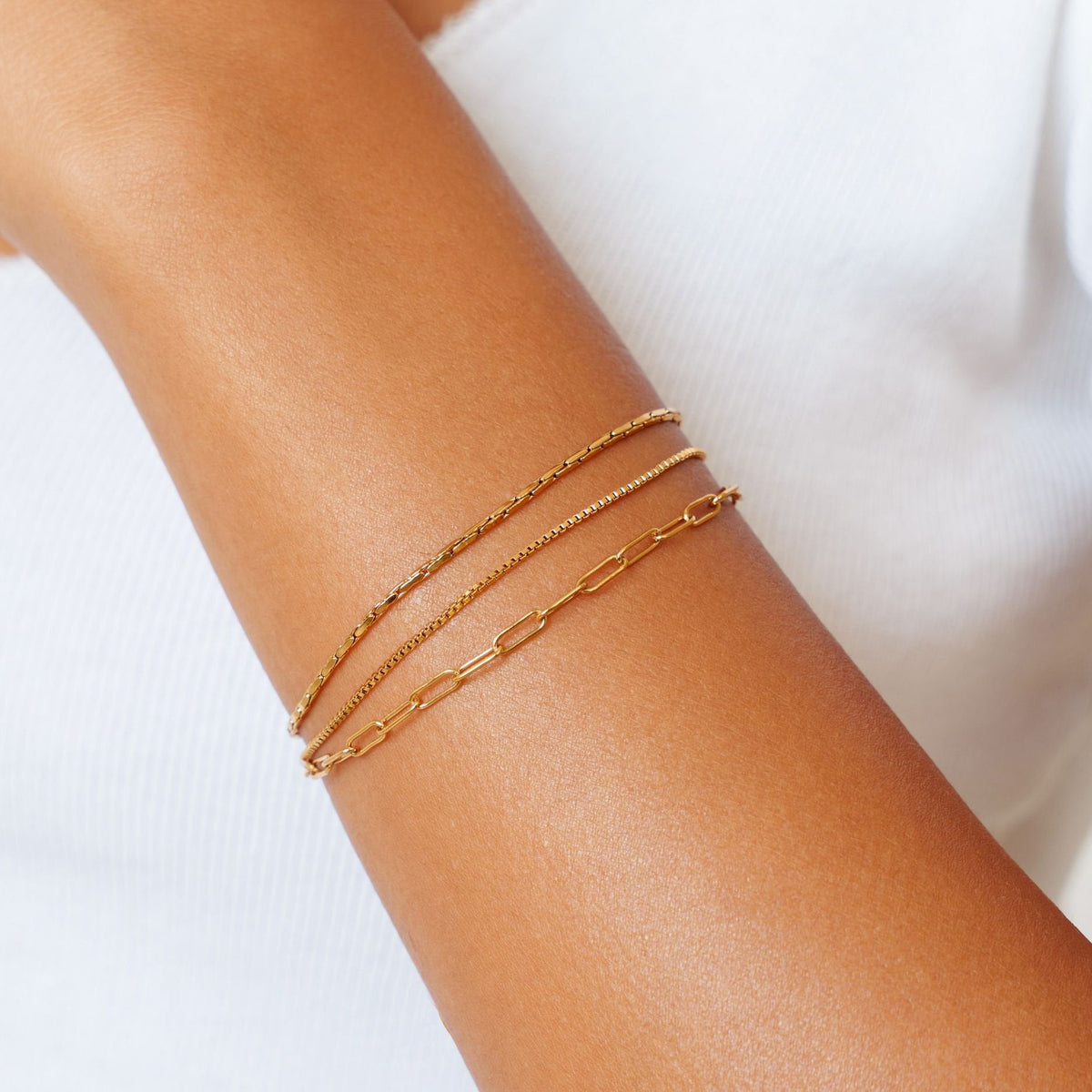 Triple Layered Chain Bracelet, Stainless Steel