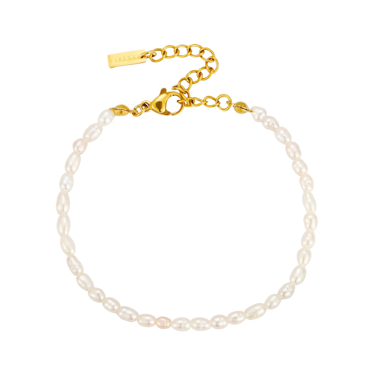 Freshwater Pearl Bracelet, 16–20 cm, Steel