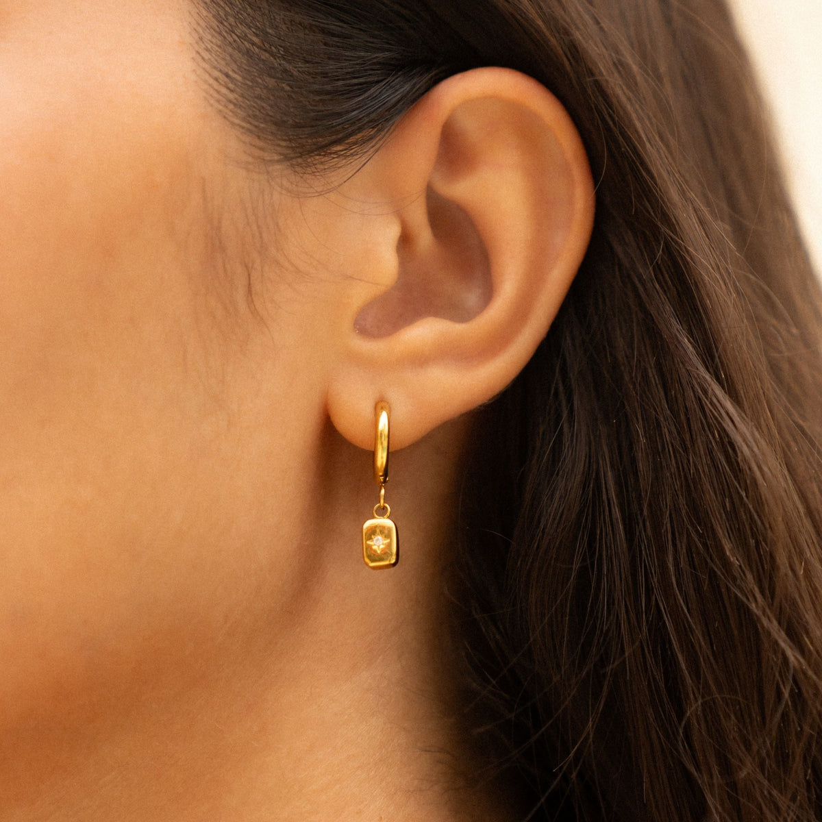 Star-Set Zircon Charm Hoop Earrings — Celestial