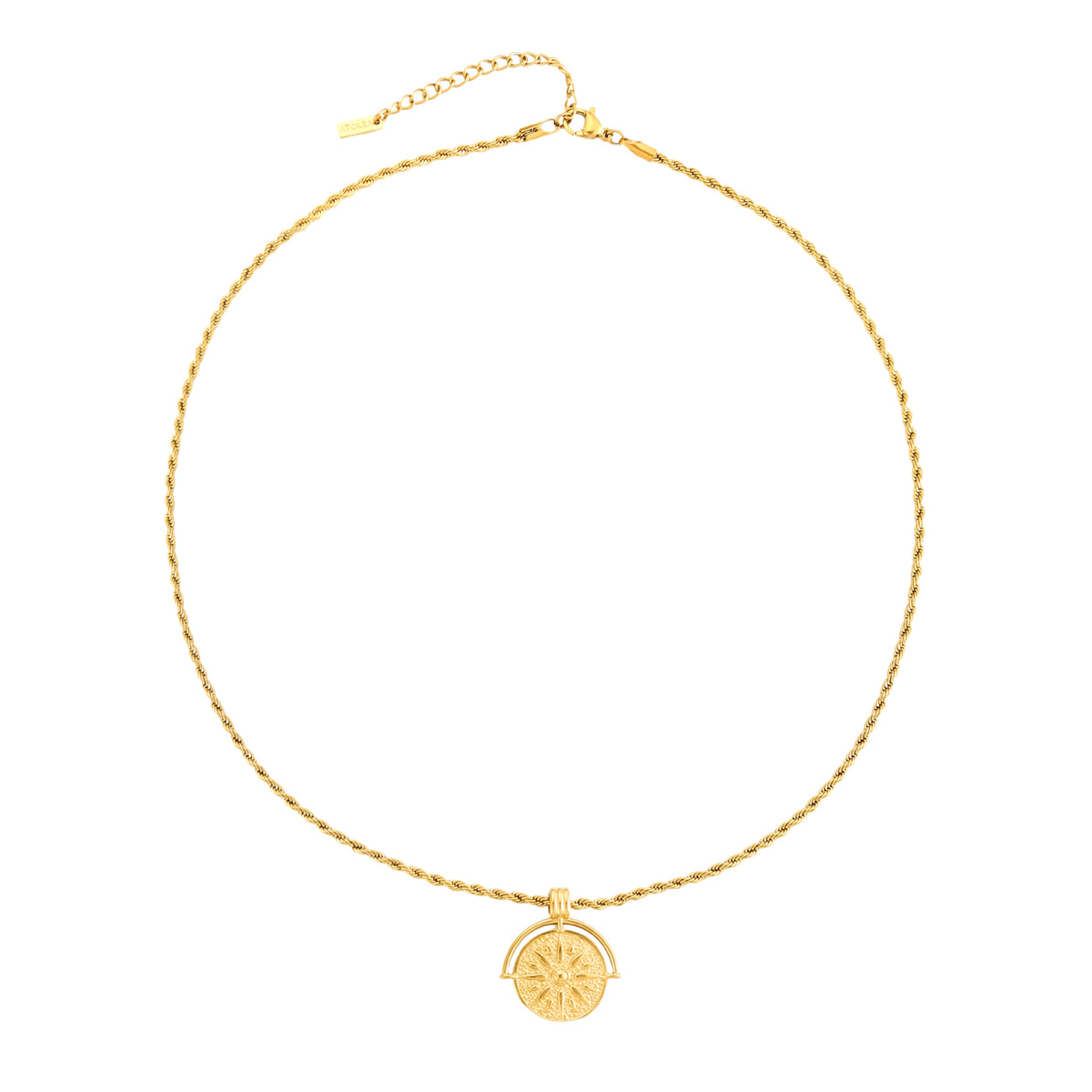 Sun Coin Rope Chain Necklace, 21 mm