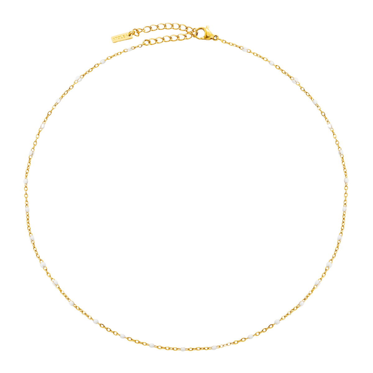White Enamel Bead Choker, 39–44 cm