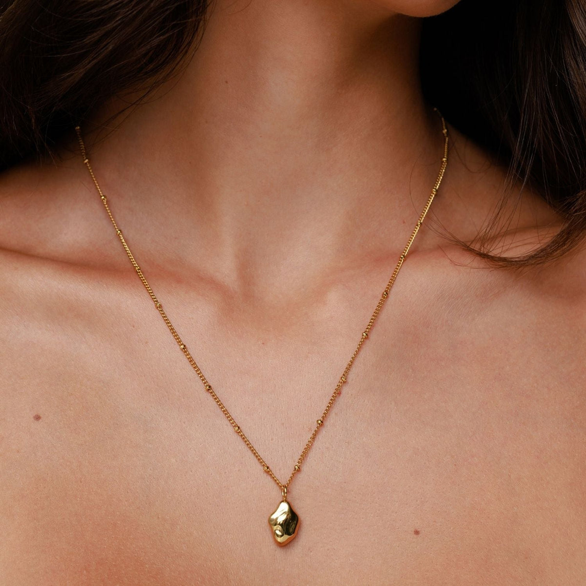 Organic Nugget Pendant Necklace — Goldie