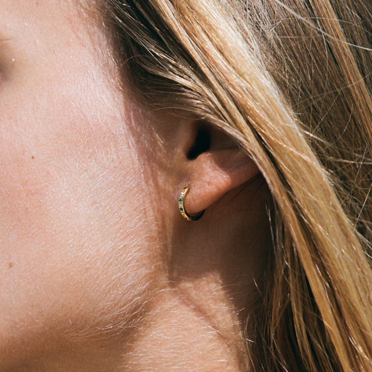 Green Crystal Hoop Earrings, 12 mm — Oasis