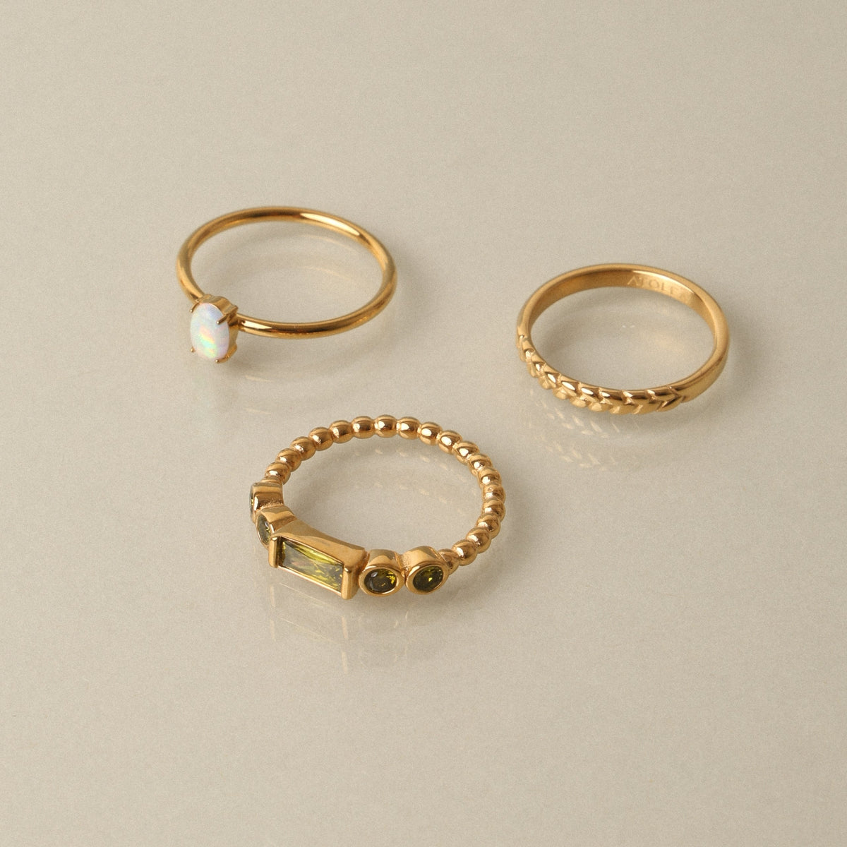 Green Zircon Beaded Band Ring — Muse