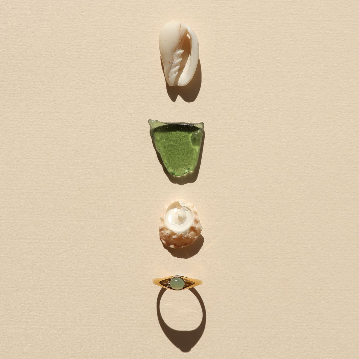 Green Jade Stone Ring, Steel — Oasis