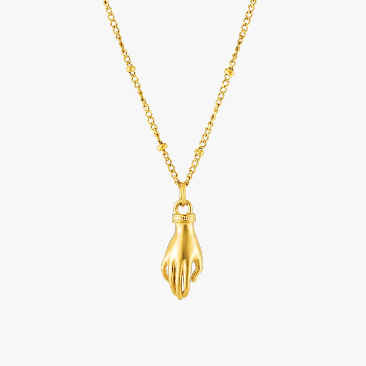 Hand Pendant Necklace with Green Zircon