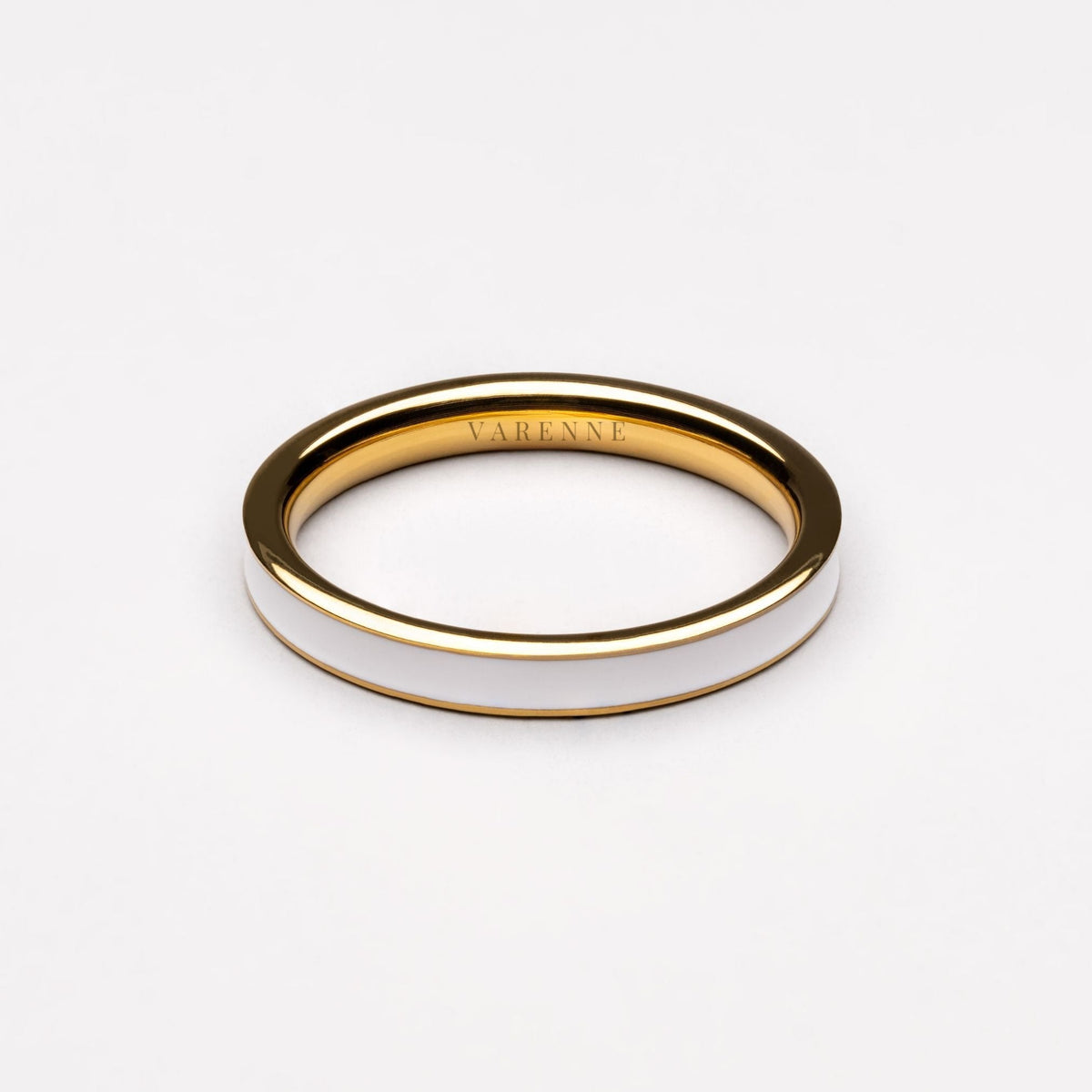 White Enamel Band Ring, 2.7 mm — Halo