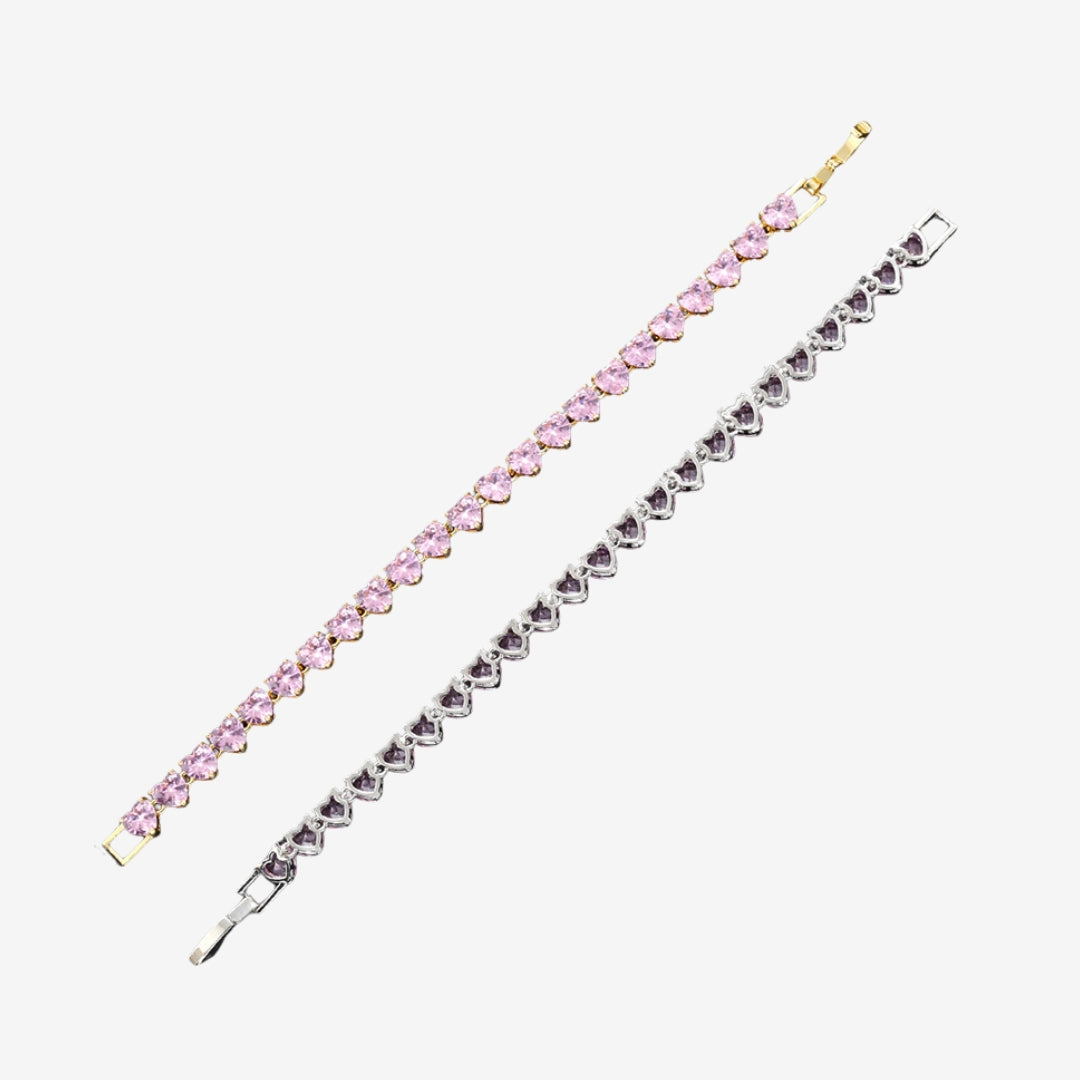Pink Heart Tennis Bracelet — Amalfi Rose