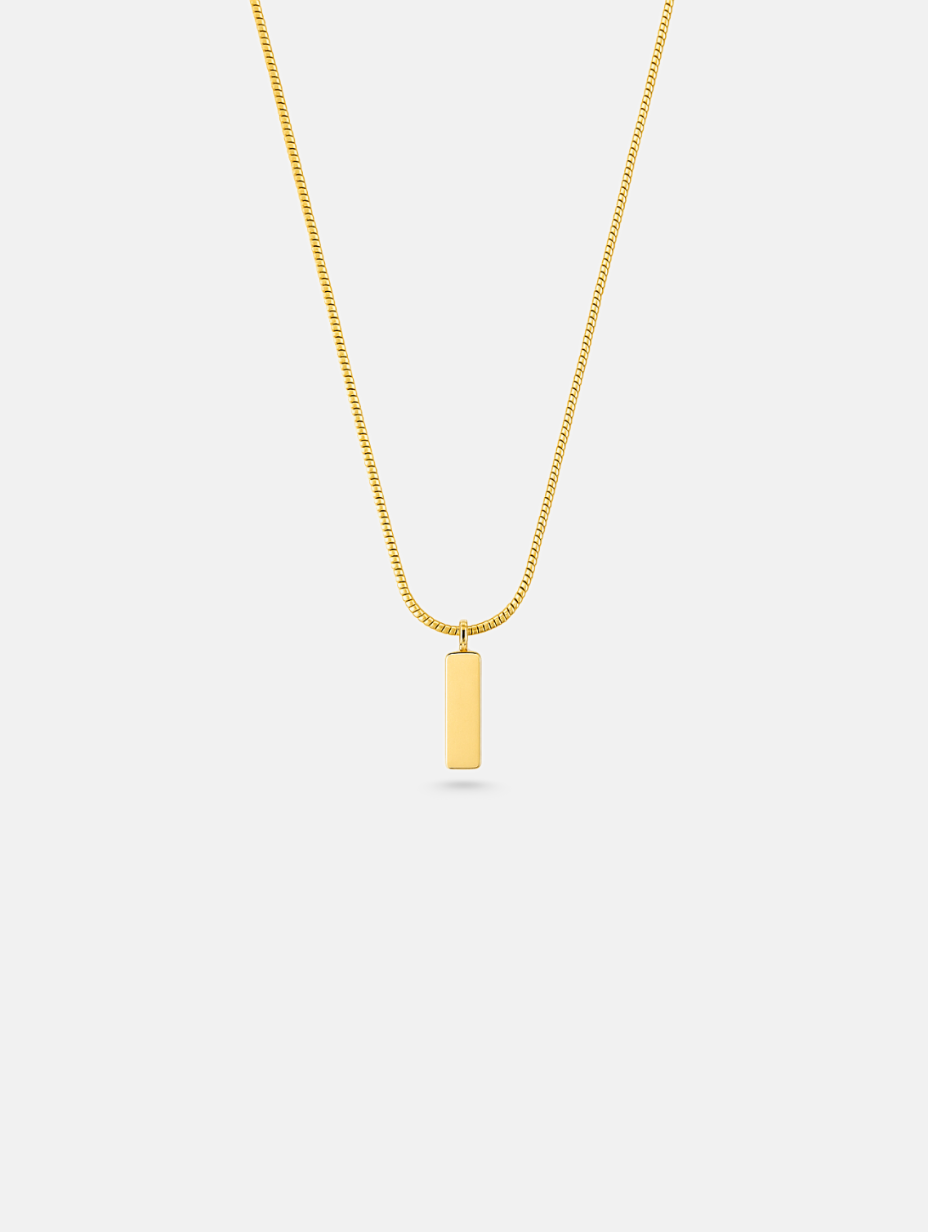 Men’s Bar Pendant Necklace, 60 cm, 14K Gold-Plated Steel
