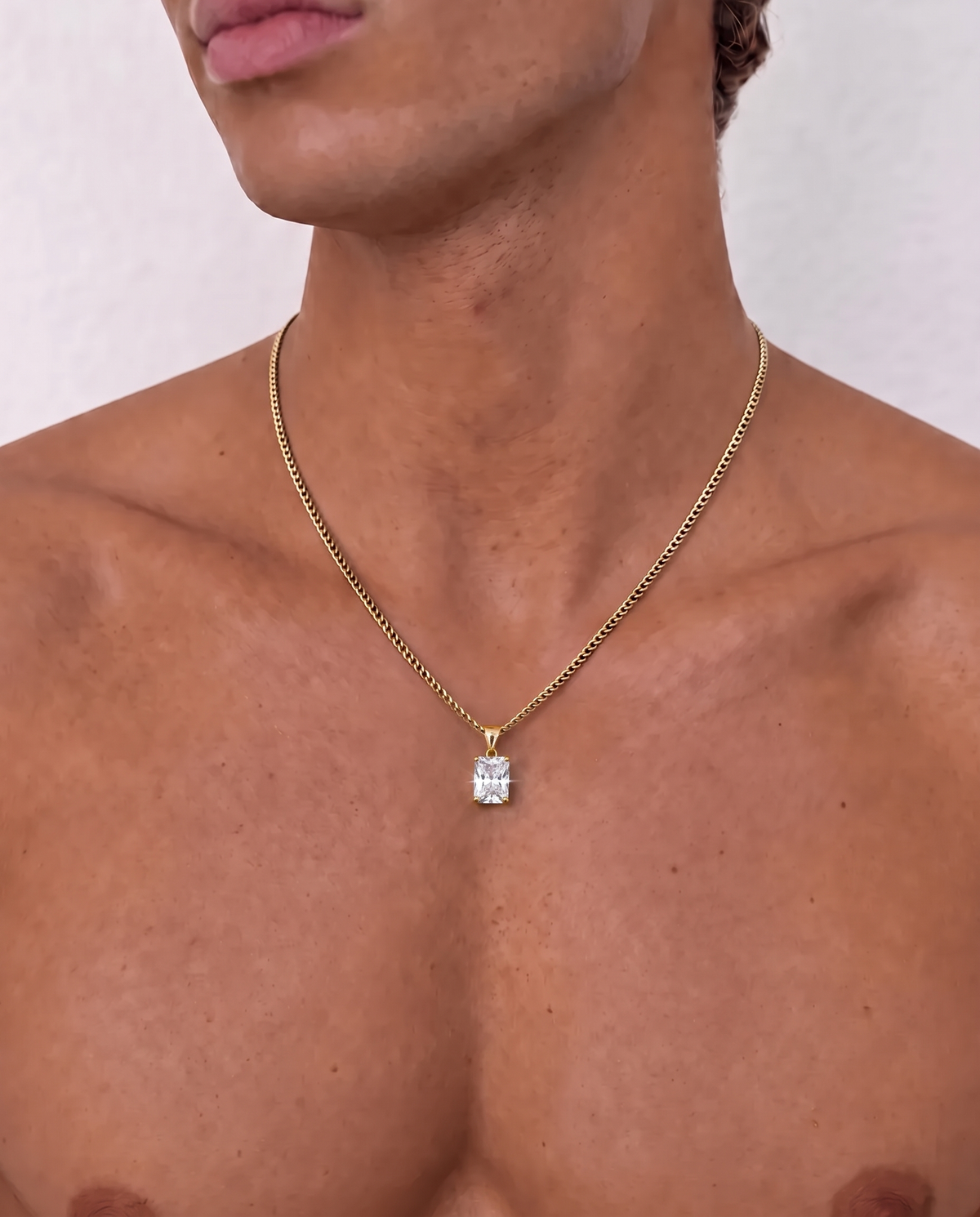 Men’s 2 Carat Lab-Grown Moissanite Pendant Necklace, 18K Gold-Plated