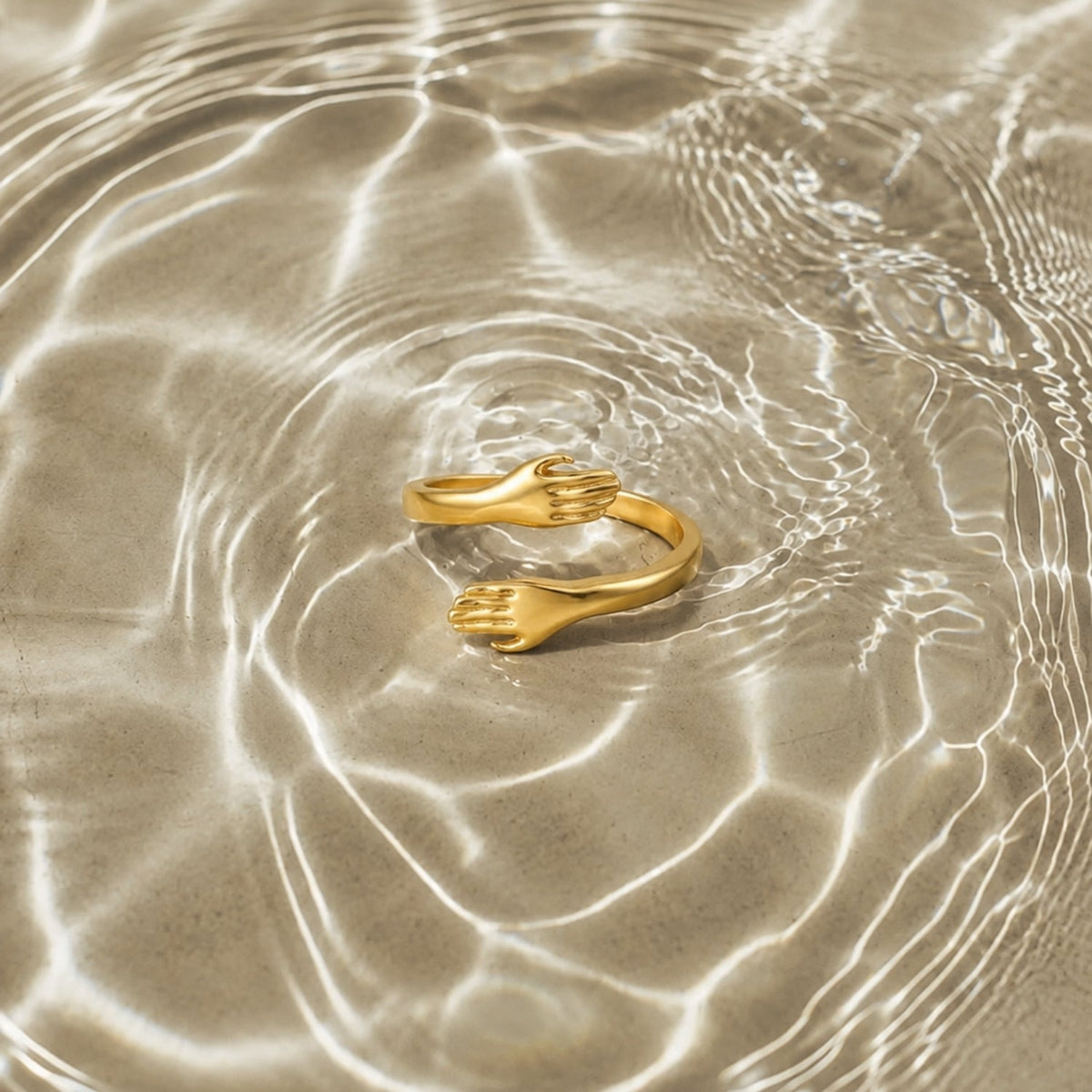 Adjustable Hug Hands Ring, Steel — Embrace