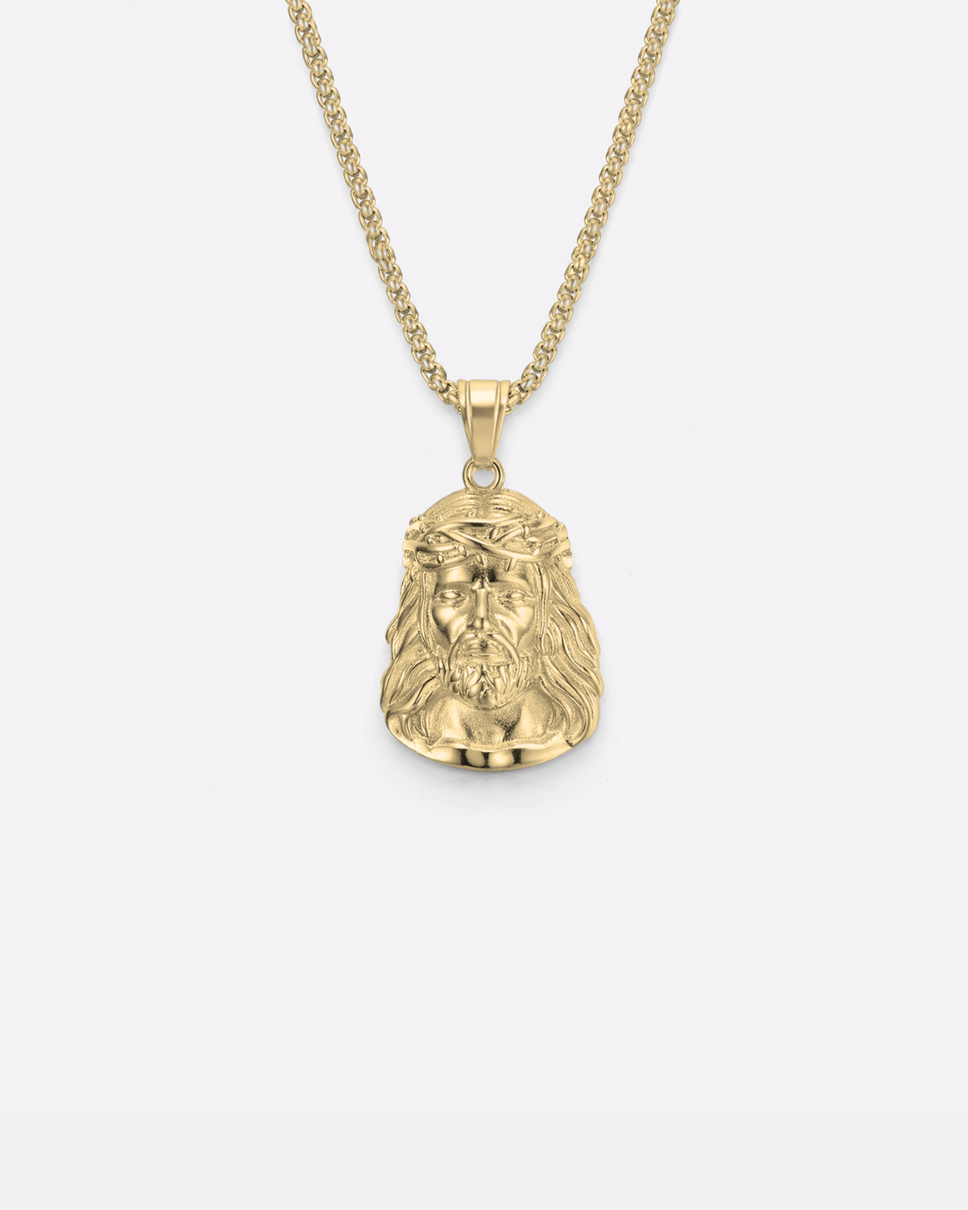 Jesus Pendant Necklace, Gold-Plated Steel