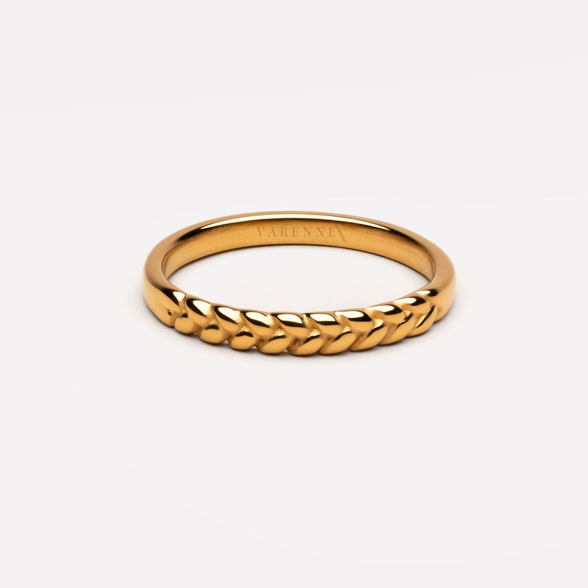 Braided Laurel Leaf Band Ring, 3 mm, Steel