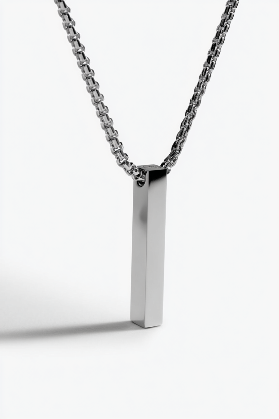 Long Bar Pendant Necklace, 40 mm, Stainless Steel — Linea