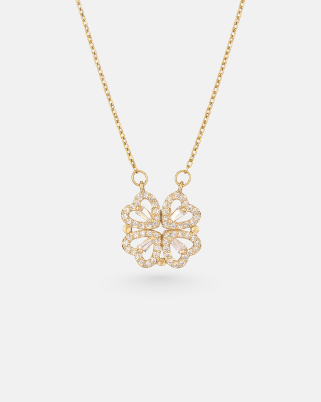 Convertible Clover and Four Hearts Necklace, Gold-Tone — Lucky Hearts