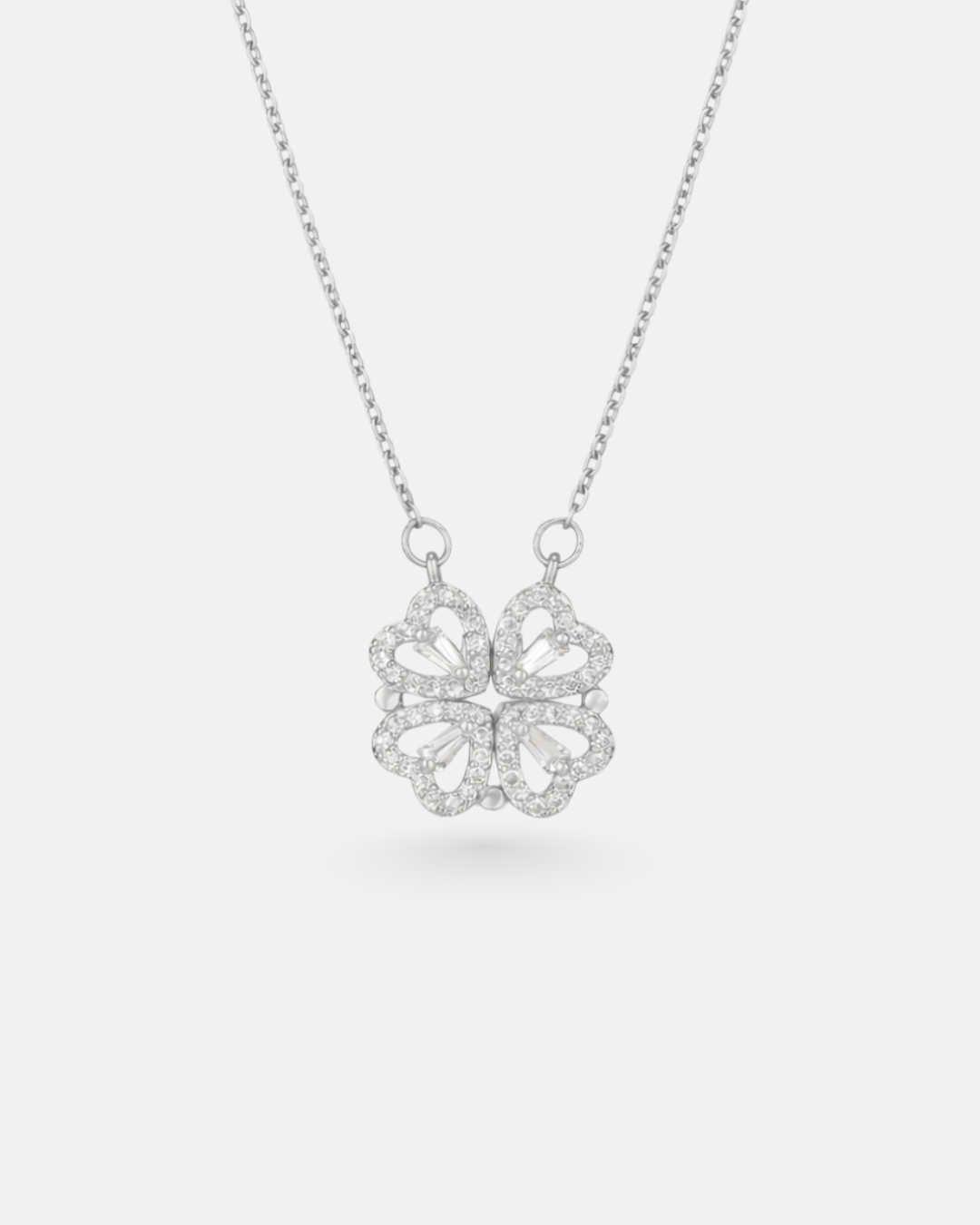 Convertible Clover and Four Hearts Necklace, Silver-Tone — Lucky Hearts