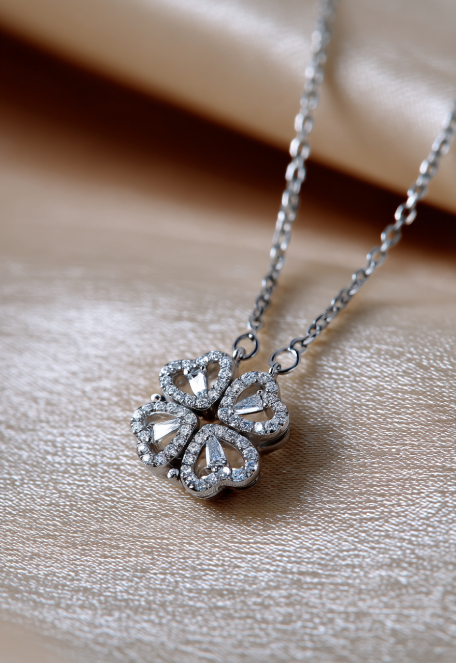 Convertible Clover and Four Hearts Necklace, Silver-Tone — Lucky Hearts