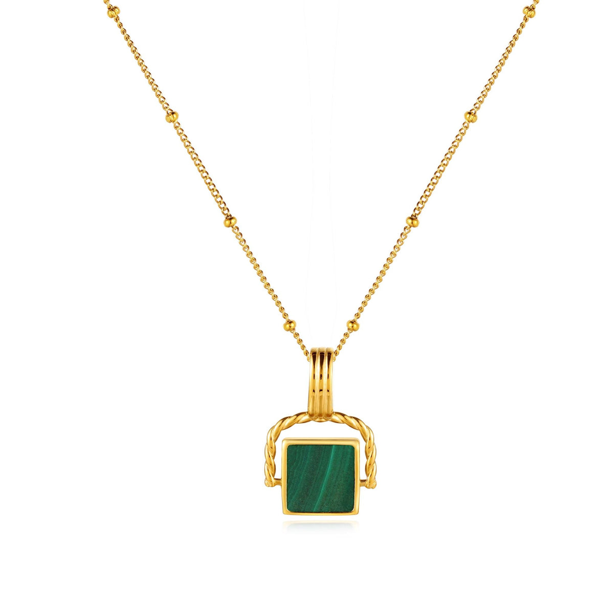Green Malachite Pendant Necklace, 45 cm