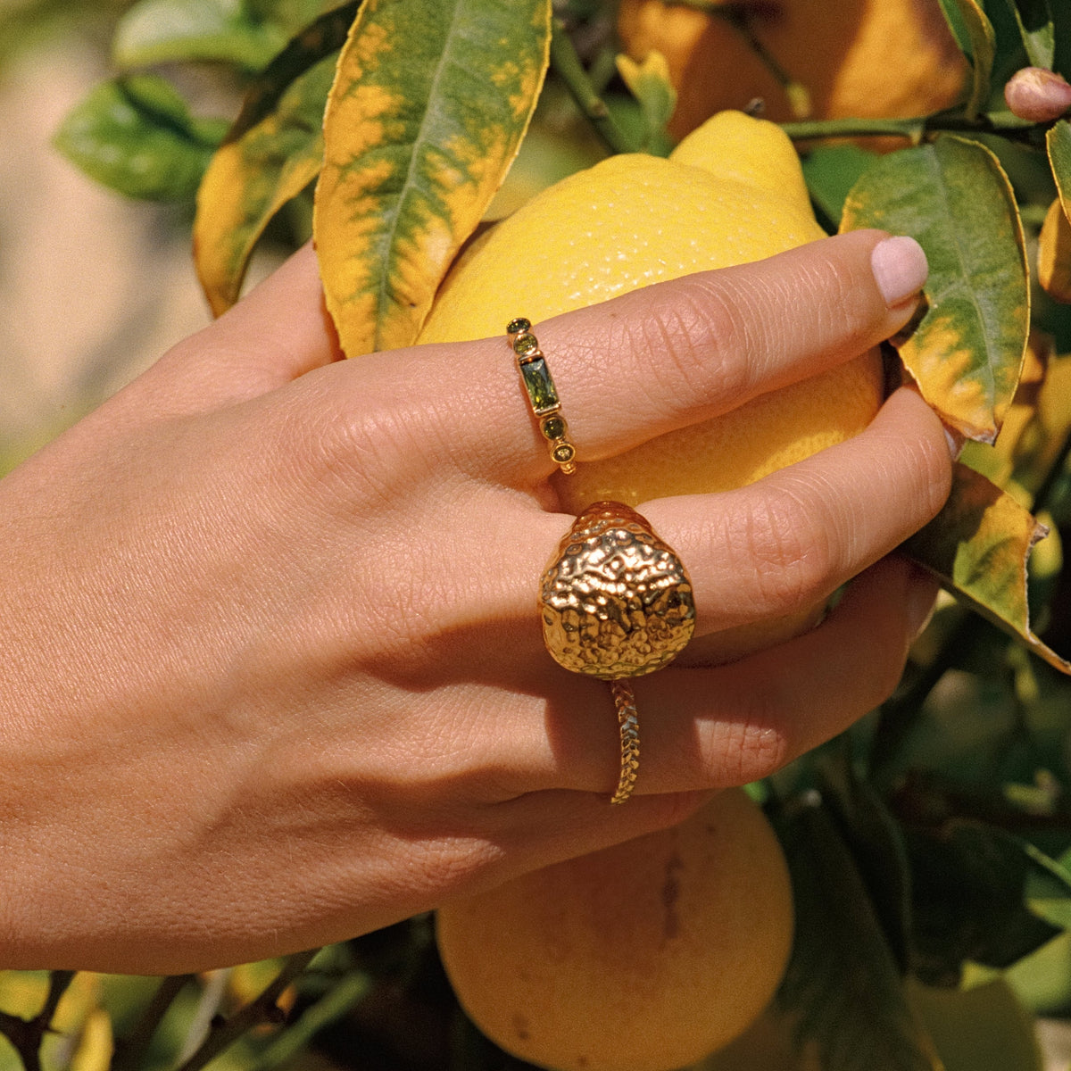 Hammered Dome Statement Ring, Steel — Molten