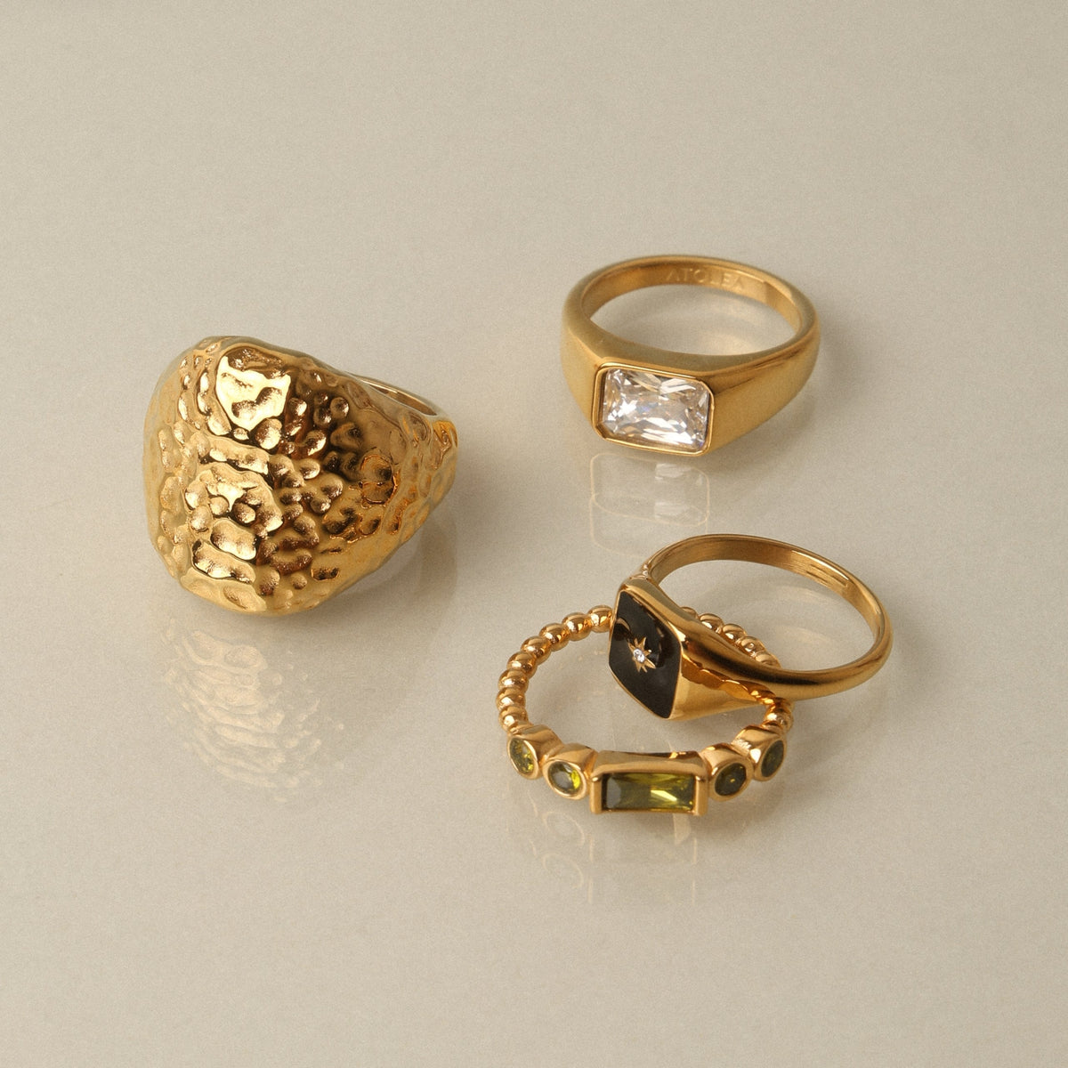 Hammered Dome Statement Ring, Steel — Molten