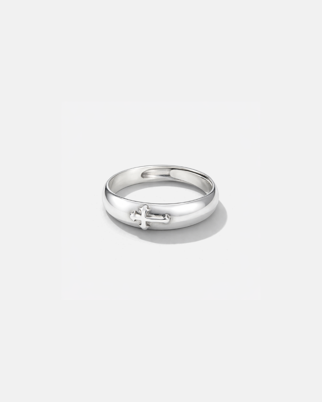 Minimal Cross Adjustable Open Ring, Silver-Tone Copper