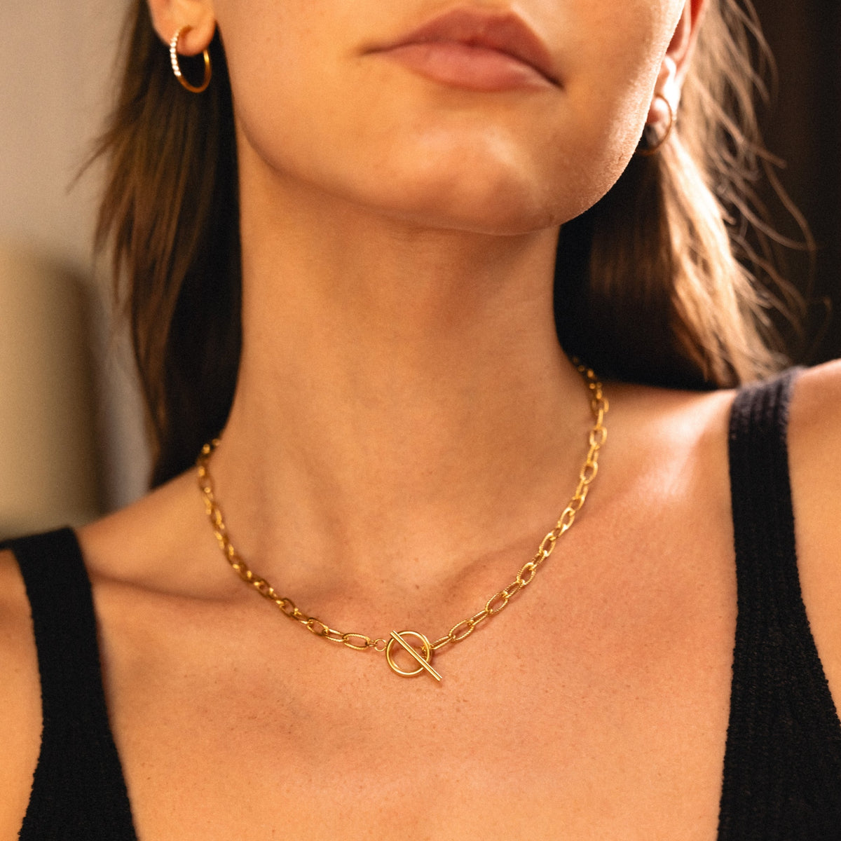 Paperclip Toggle Choker, 42 cm, Steel