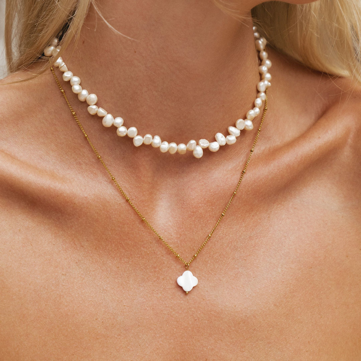 Mother-of-Pearl Quatrefoil Necklace — Positano