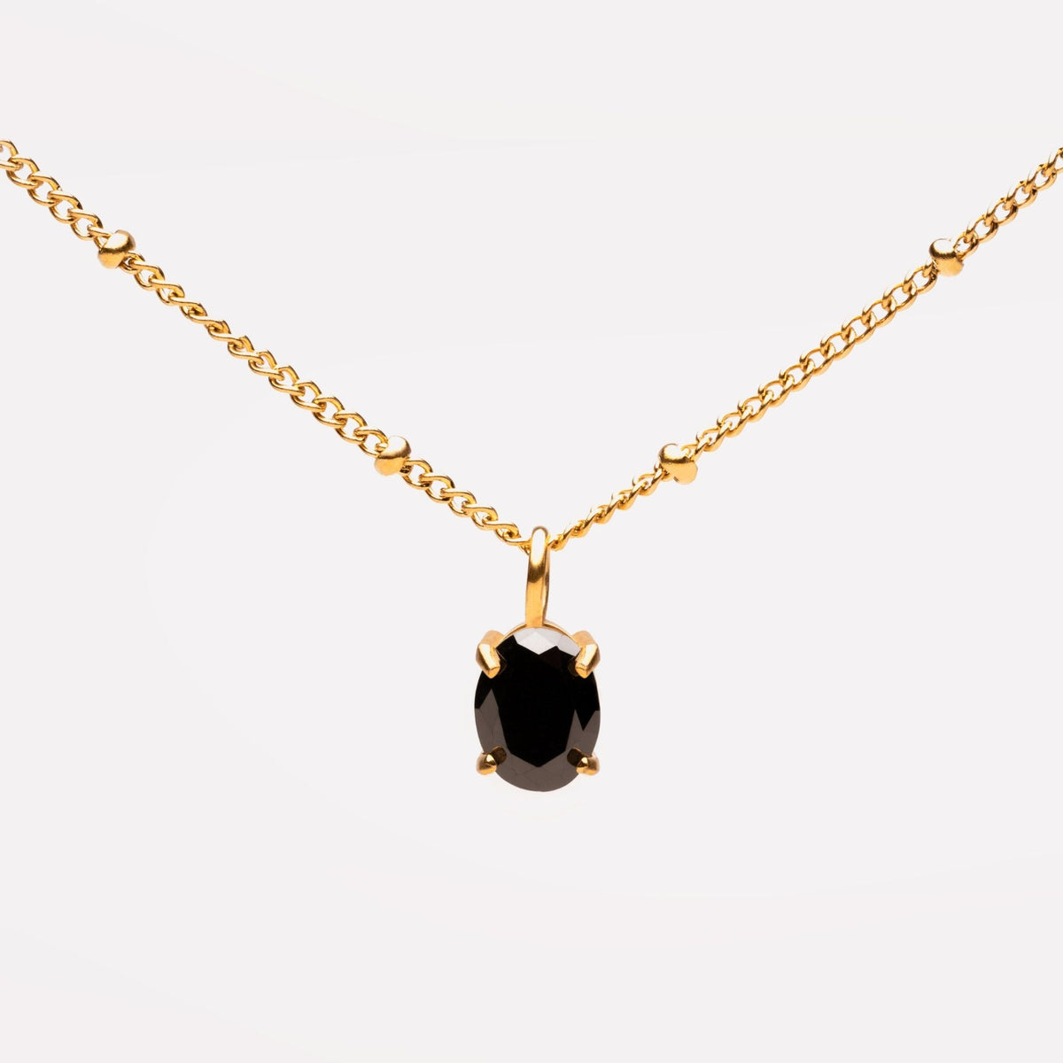 Oval Black Cubic Zirconia Pendant Necklace