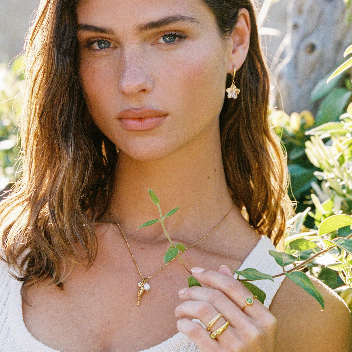 Shell, Pearl and Green Charm Necklace — Ocean