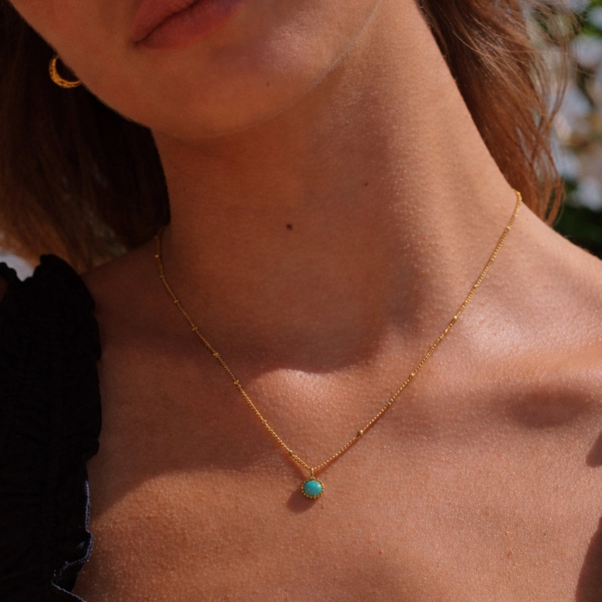 Round Mint Opal Pendant Necklace, 6 mm