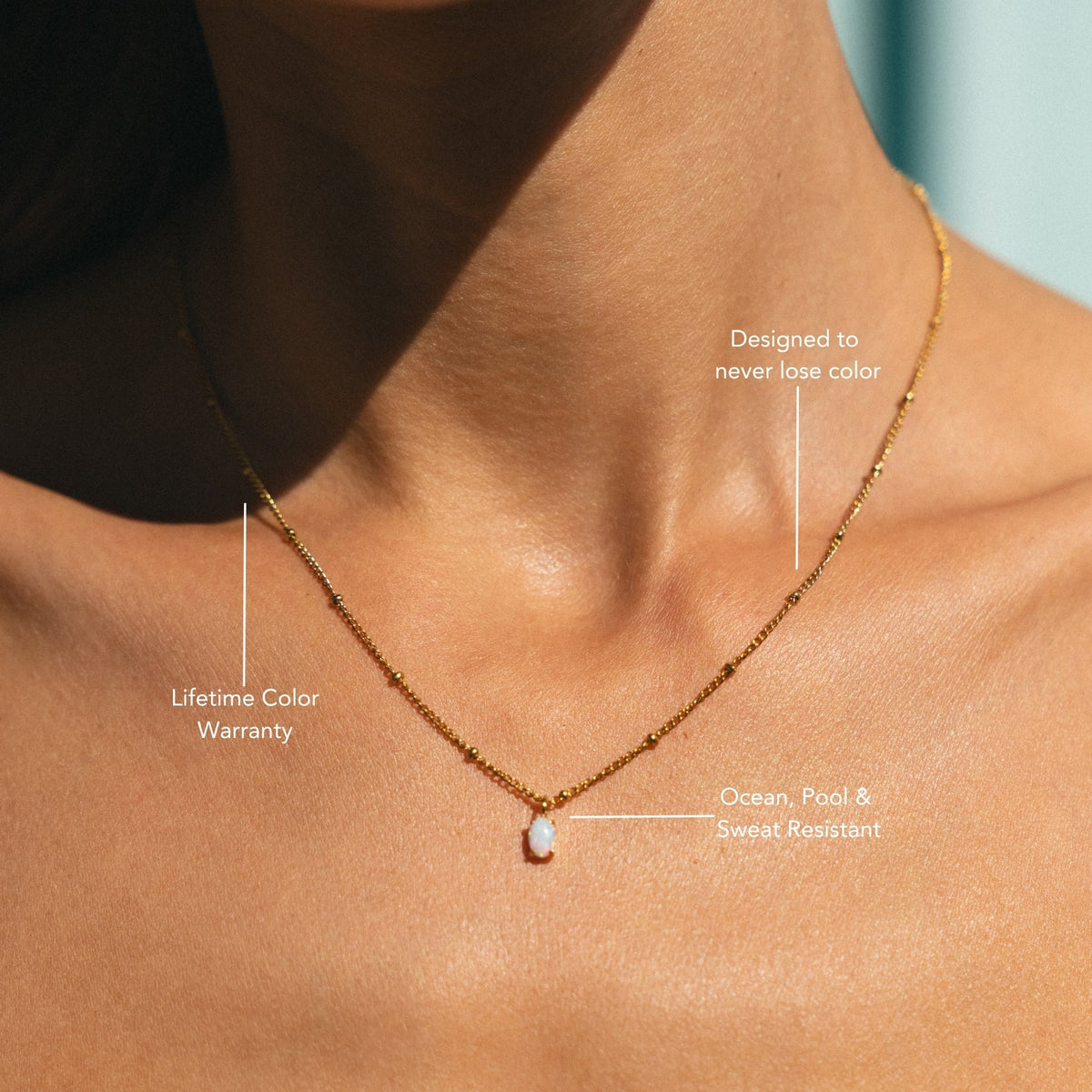 Oval Simulated Opal Pendant Necklace, 45 cm