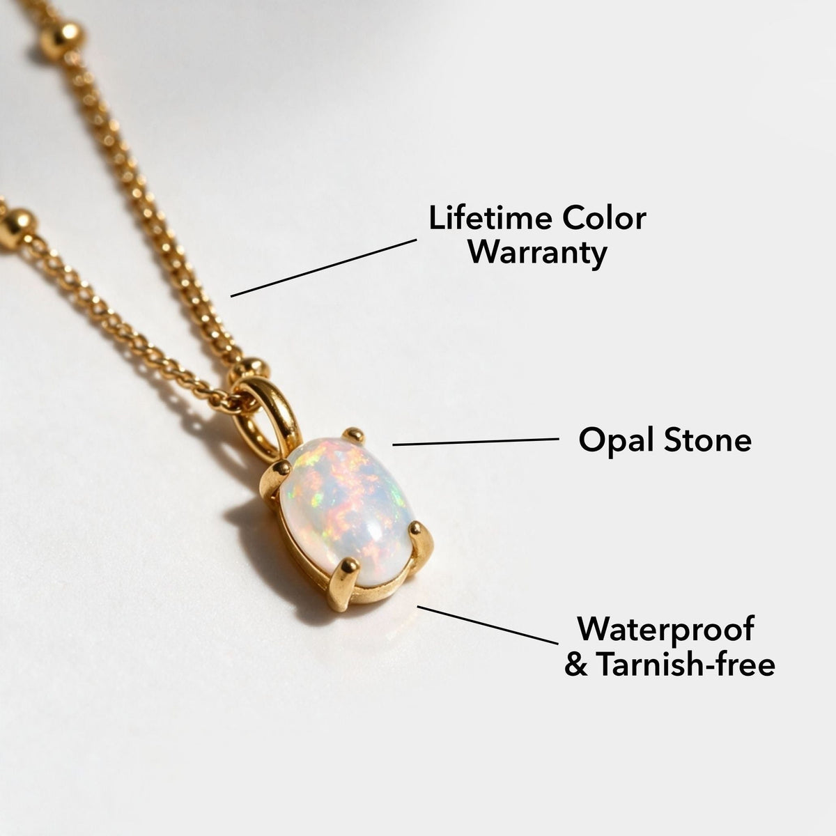 Oval Simulated Opal Pendant Necklace, 45 cm