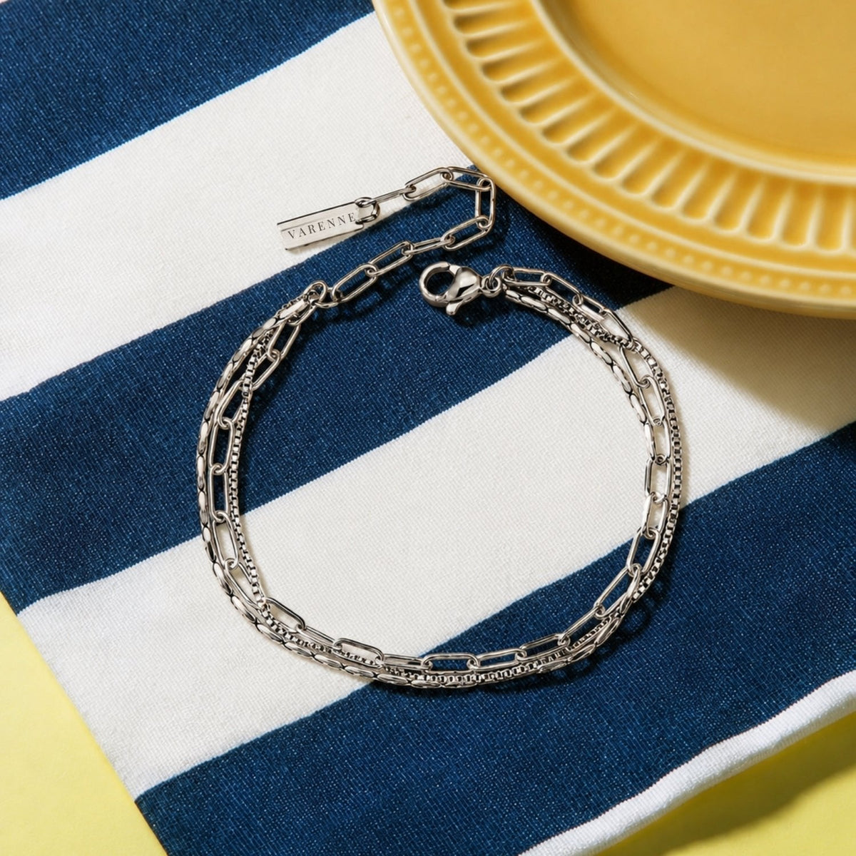 Triple Layered Chain Bracelet, Stainless Steel