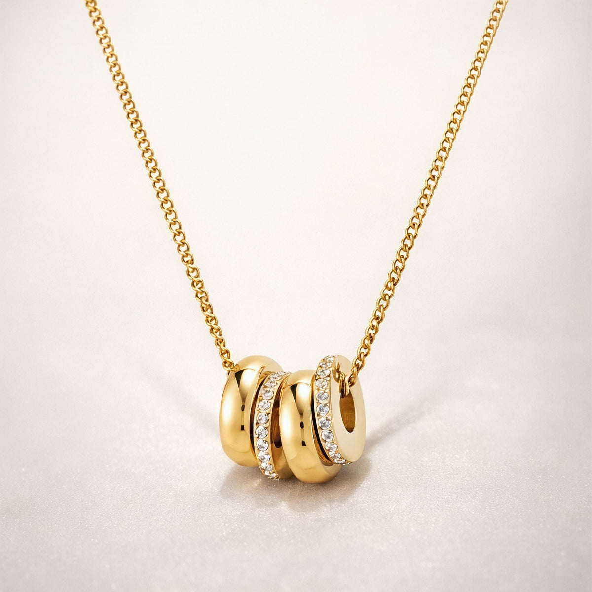 Triple Ring Zircon Necklace — Monte Carlo
