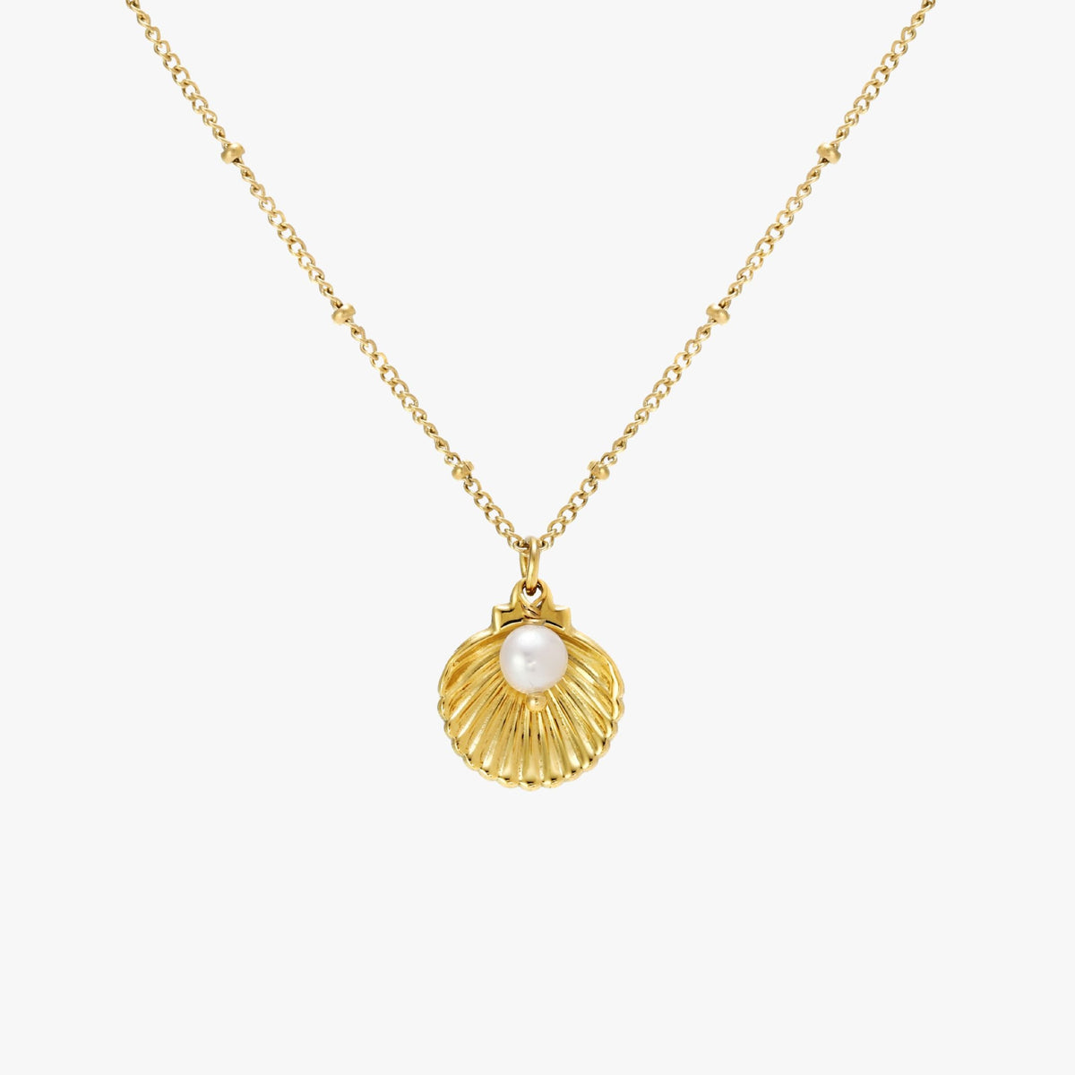 Reversible Shell and Pearl Pendant Necklace