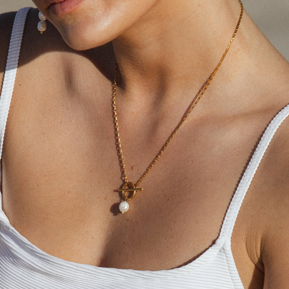 Freshwater Pearl Toggle Necklace, 45 cm — La Isla