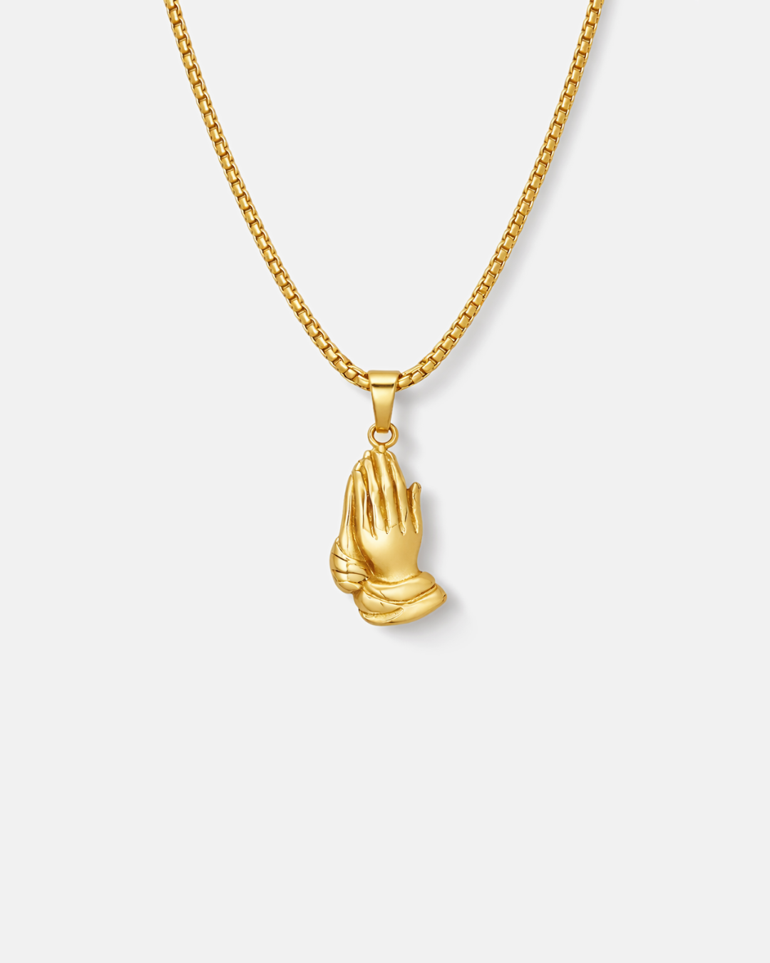 Praying Hands Pendant Necklace, Gold-Plated Steel