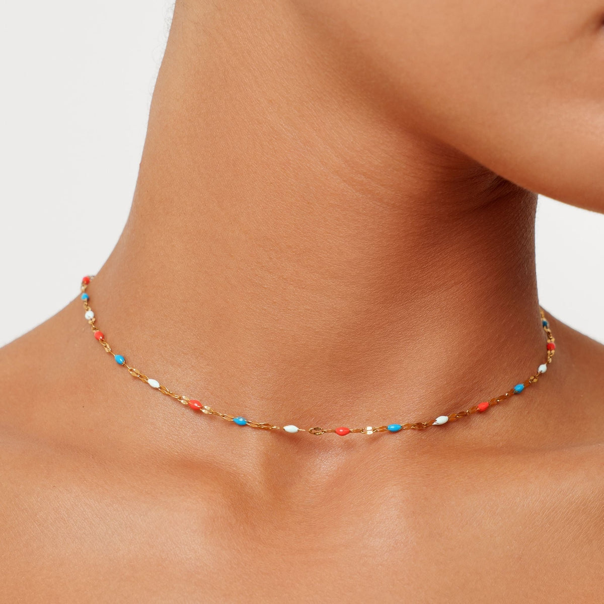 Multicolor Enamel Choker Necklace — Liberty