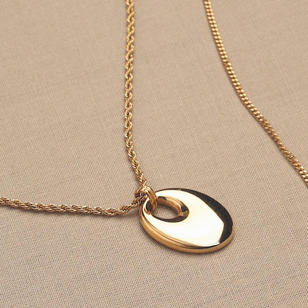 Oval Open Pendant Necklace, Stainless Steel — Reverie