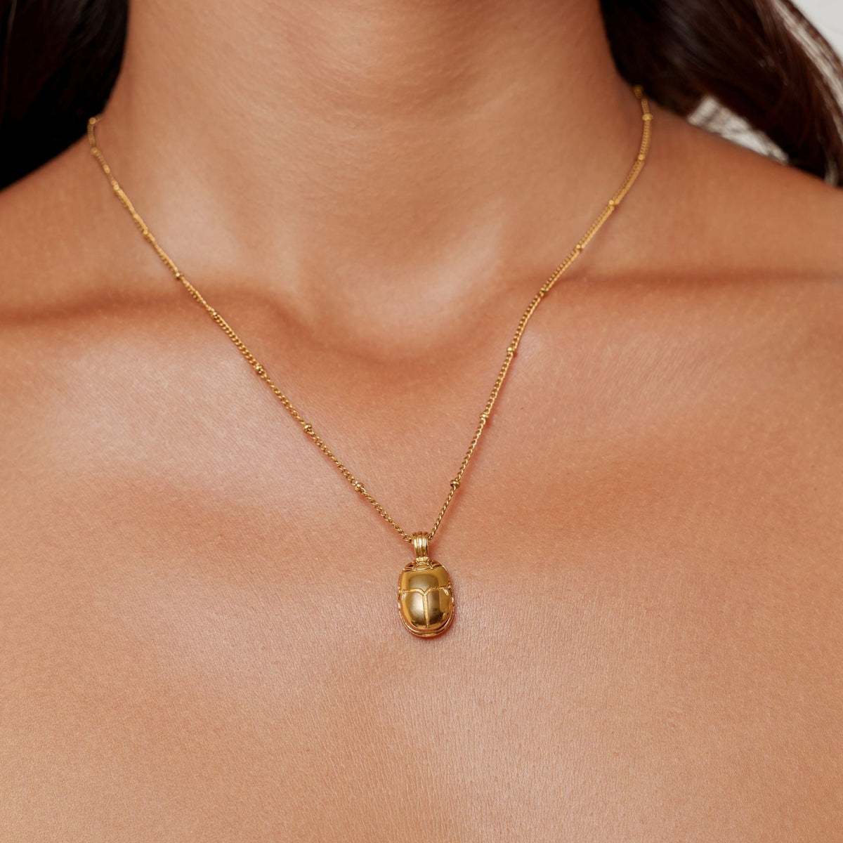Scarab Pendant Necklace, 22 mm, Steel