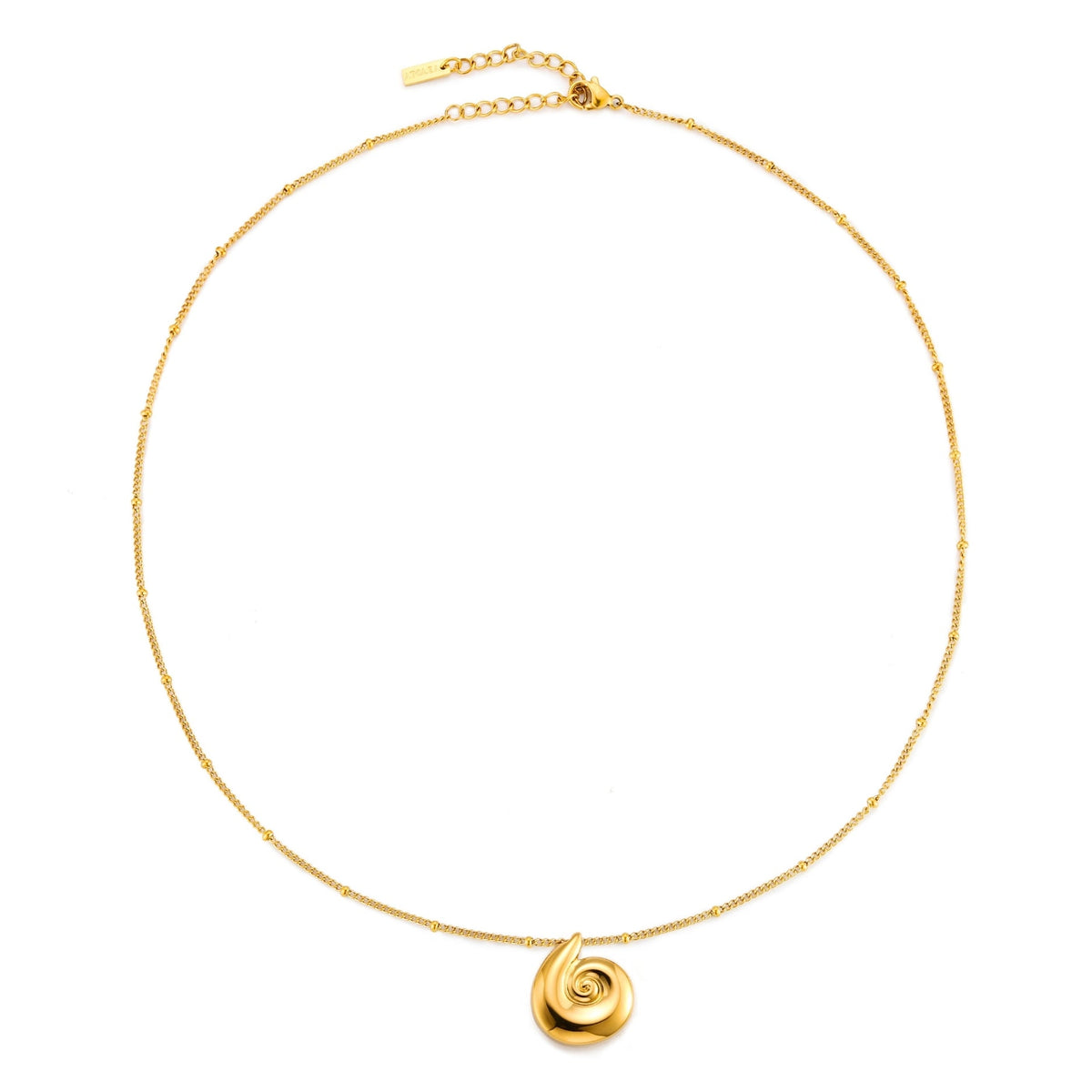 Curled Shell Pendant Necklace, 18K Gold PVD Steel